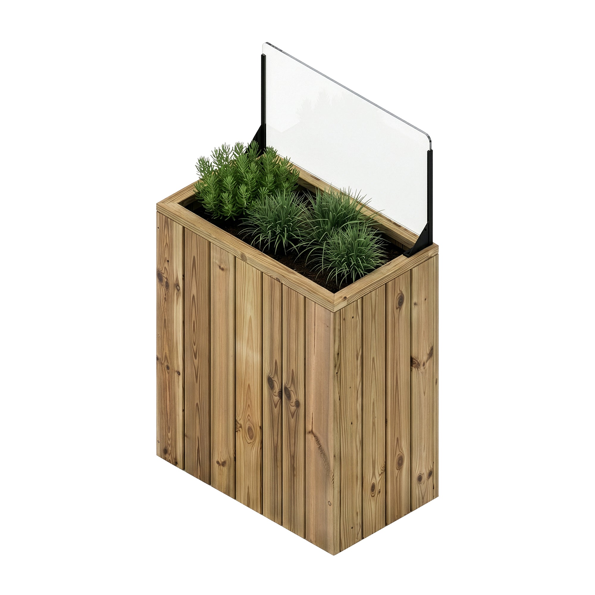 Jardinera de madera 75x44.5x100 con paraviento h60