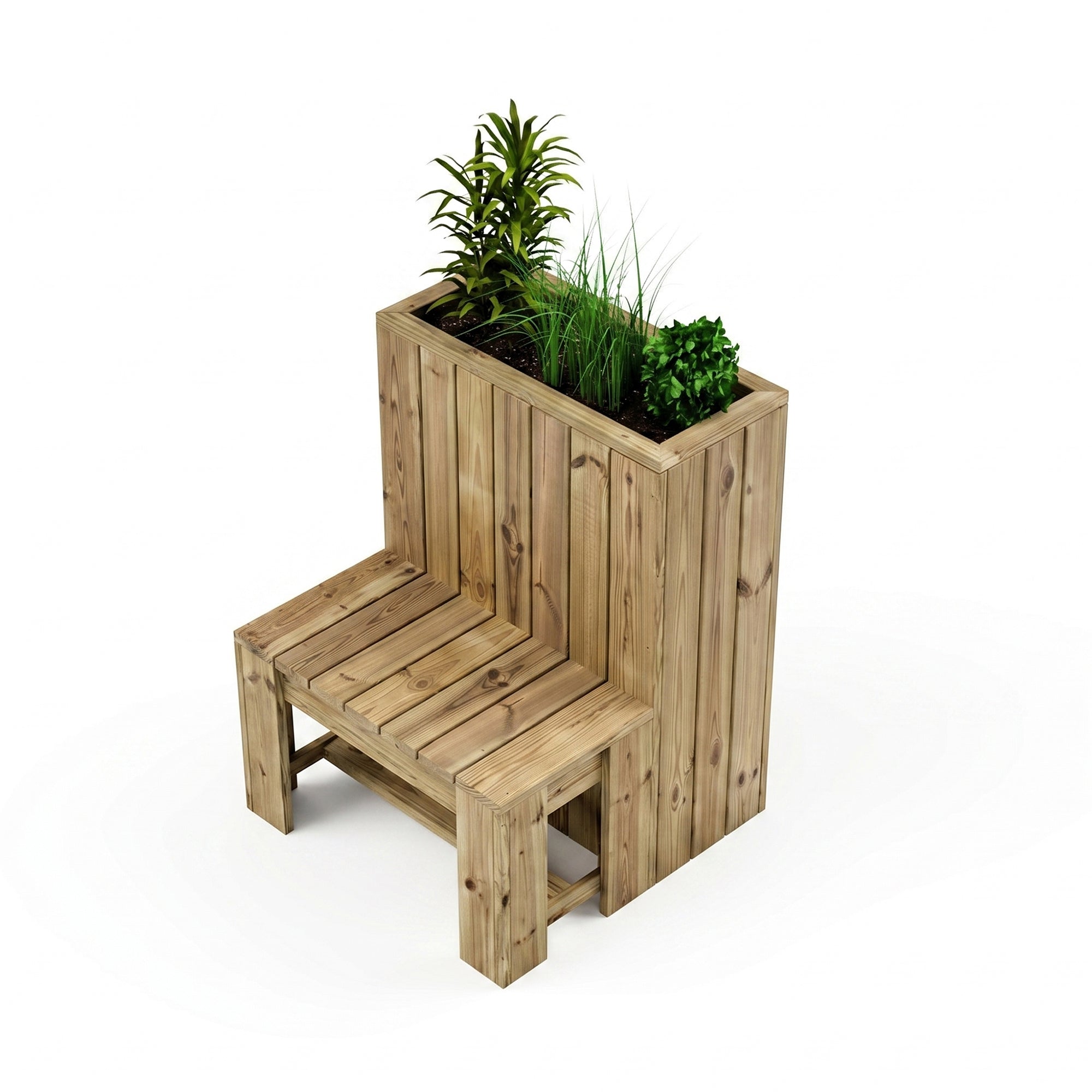 Jardinera de madera 75x34.5x100 con banco