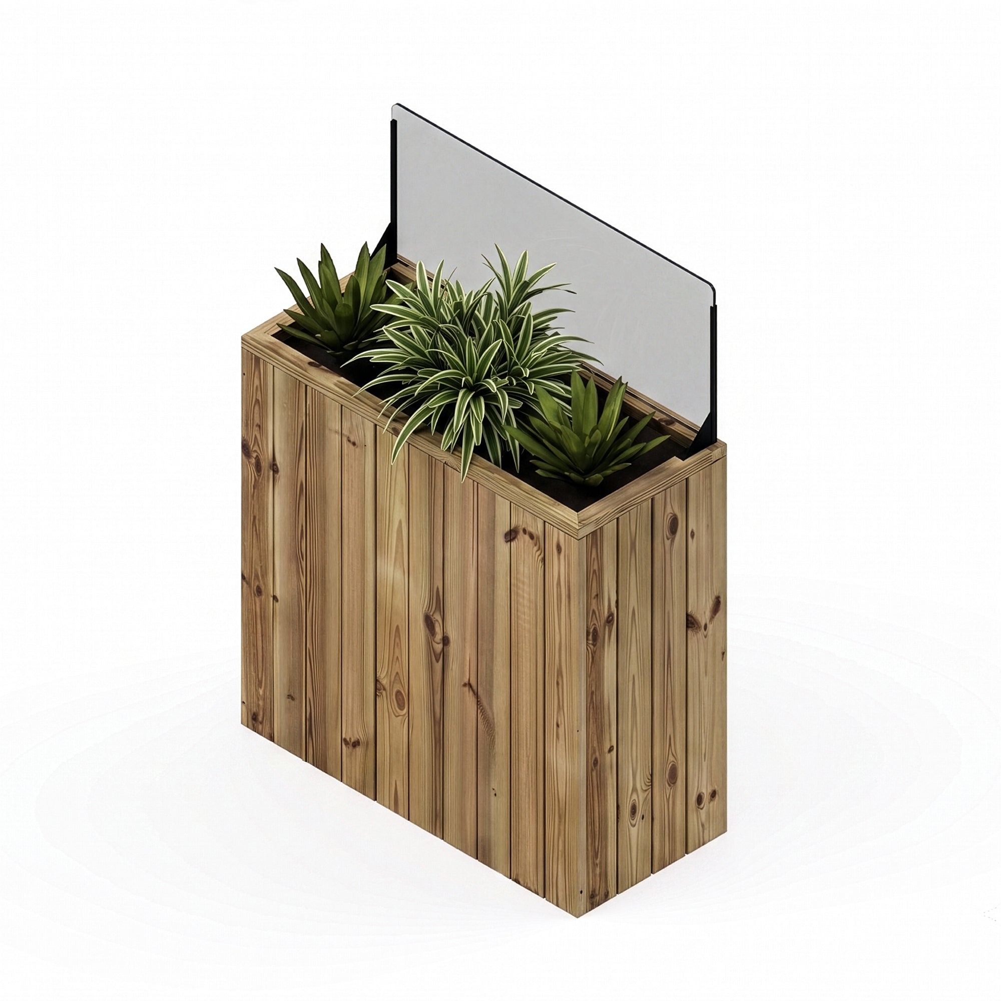 Jardinera de madera 100x44.5x100 y paravientos h40