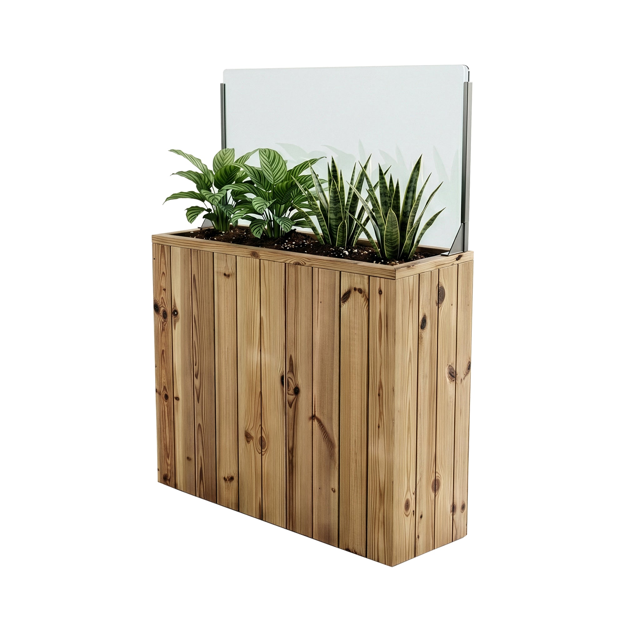 Jardinera de madera 100x44.5x100 y paravientos h60