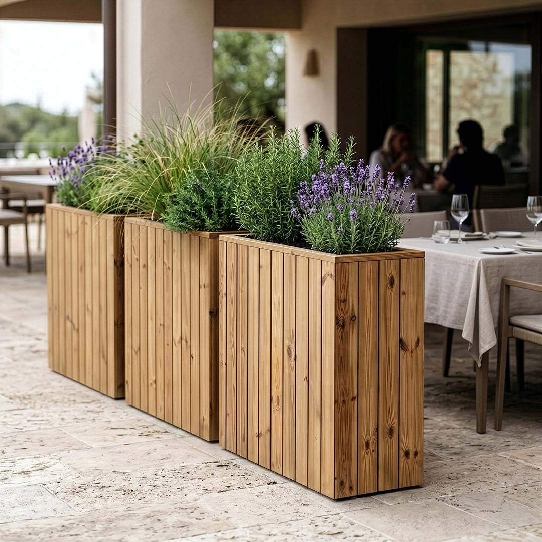 Jardinera de madera 100x44.5x100 fija autoportante