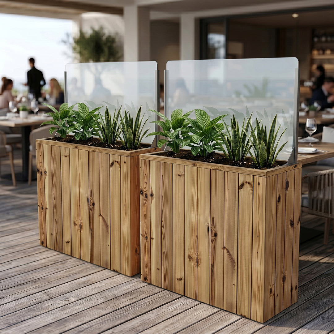 Jardinera de madera 100x44.5x100 y paravientos h60