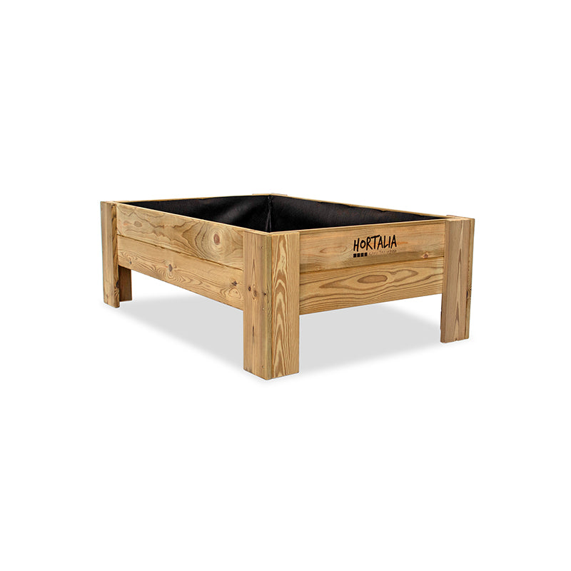 Mesa de cultivo Gardenbrico L40, ideal para huertos urbanos, con dimensiones de 120 cm de longitud y 40 cm de altura.