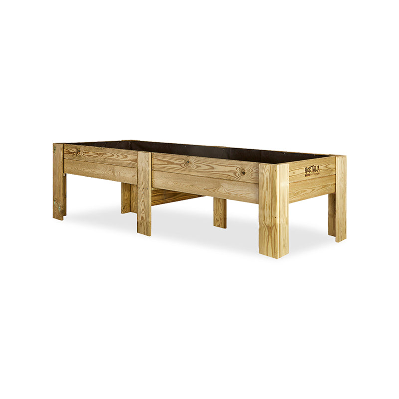 Mesa de cultivo Gardenbrico XXL40, ideal para huertos urbanos, con dimensiones de 200 cm de longitud y 40 cm de altura.