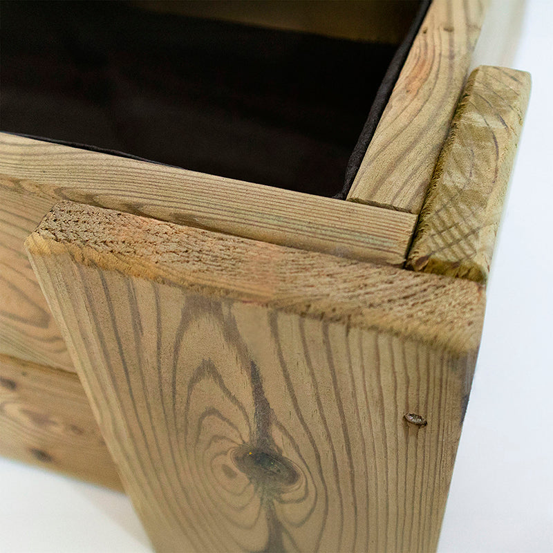 Cajón de cultivo Box Stairs 80 de 210 L, ideal para huertos urbanos, con dimensiones de 80 cm x 40 cm x 80 cm.