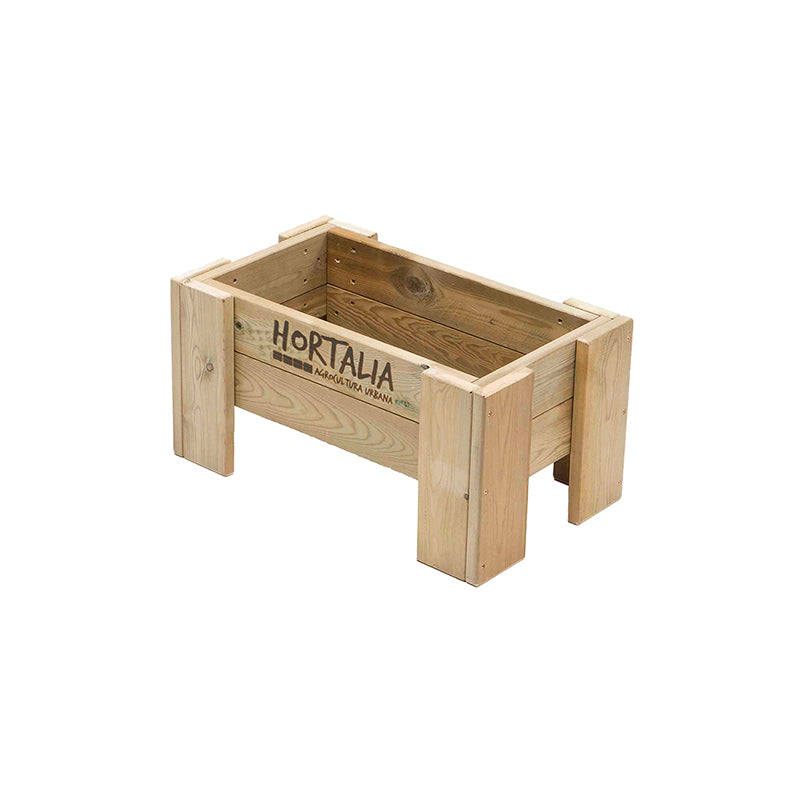 Mesa de cultivo Maceto Wood, ideal para huertos urbanos, con dimensiones de 60 cm de longitud y 35 cm de ancho.