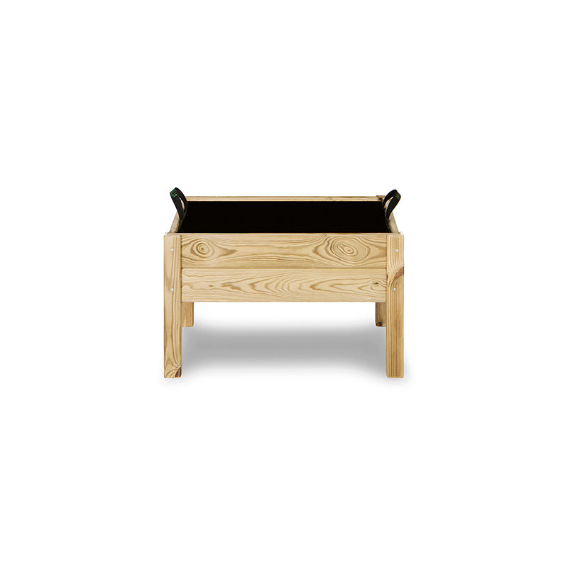Mesa de cultivo de madera Kit Leo, ideal para huertos urbanos, con dimensiones de 60 cm de longitud y 50 cm de altura.