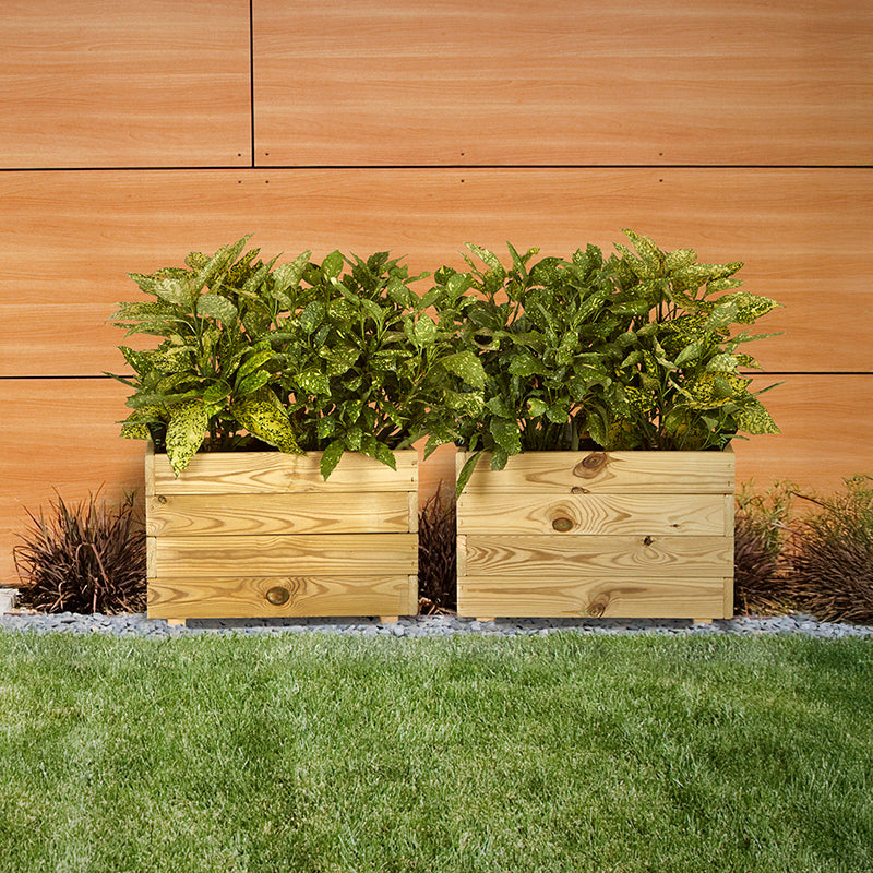 Jardinera rectangular Ghio de 60x30x40 cm, ideal para cultivar plantas, con capacidad de 50 litros.