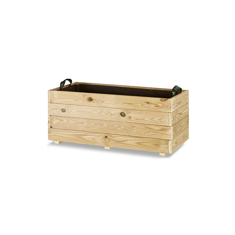 Jardinera rectangular Ghio de 90x45x40 cm, ideal para cultivar plantas y flores en exteriores. Capacidad de 125 litros.
