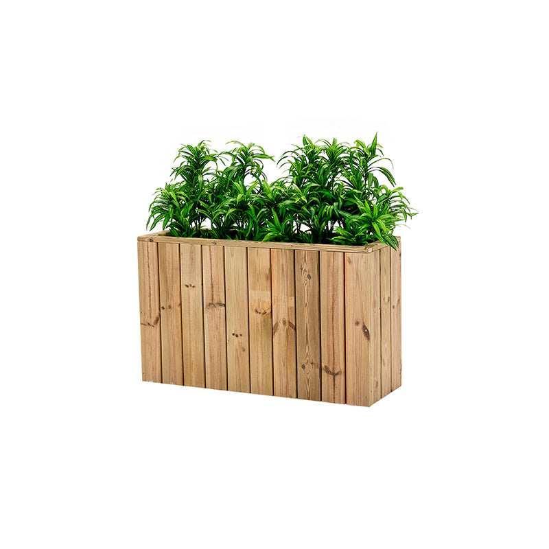 Jardinera de madera rectangular Atrium de 100x34x60 cm, ideal para cultivo de plantas y flores en exteriores.