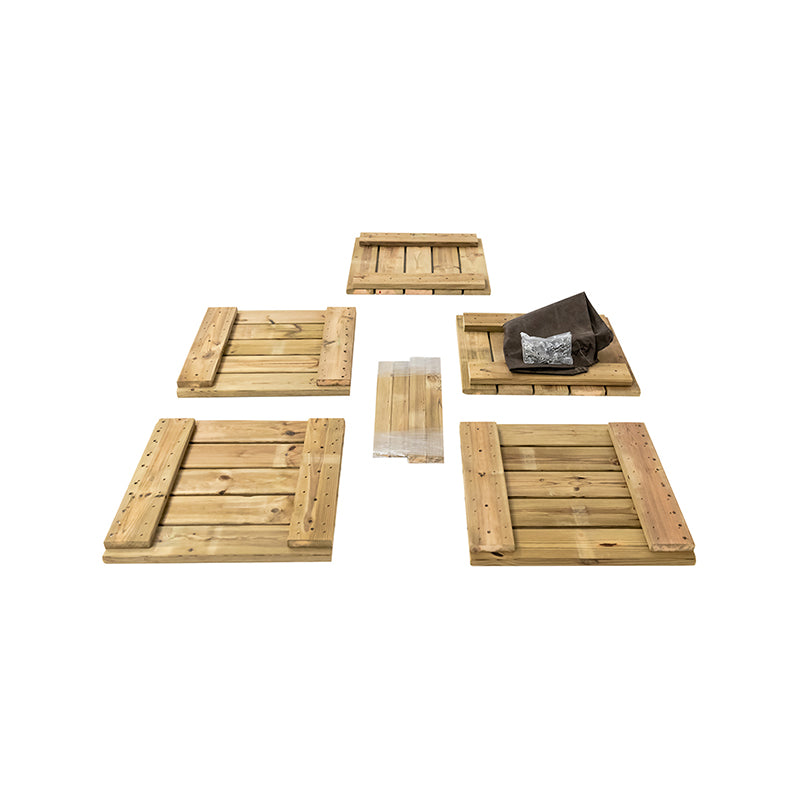 Jardinera cuadrada de madera Atrium, dimensiones 40x40x40 cm, ideal para cultivo de plantas y flores.