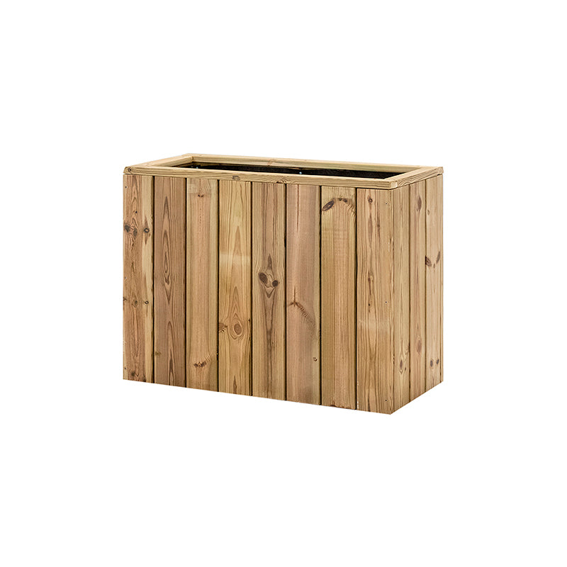 Jardinera de madera rectangular Atrium, dimensiones 80x34x60 cm, ideal para cultivo de plantas en exteriores.