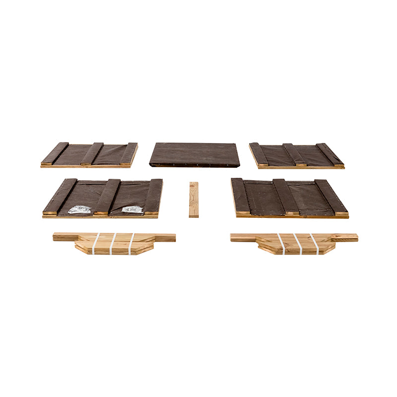 Jardinera de madera cuadrada Atrium de 80x80x80 cm, ideal para cultivo de plantas y flores en espacios exteriores.