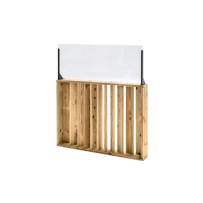 Barandilla fija de madera de 100x12x115 cm, ideal para separar espacios en exteriores y áreas de hostelería.