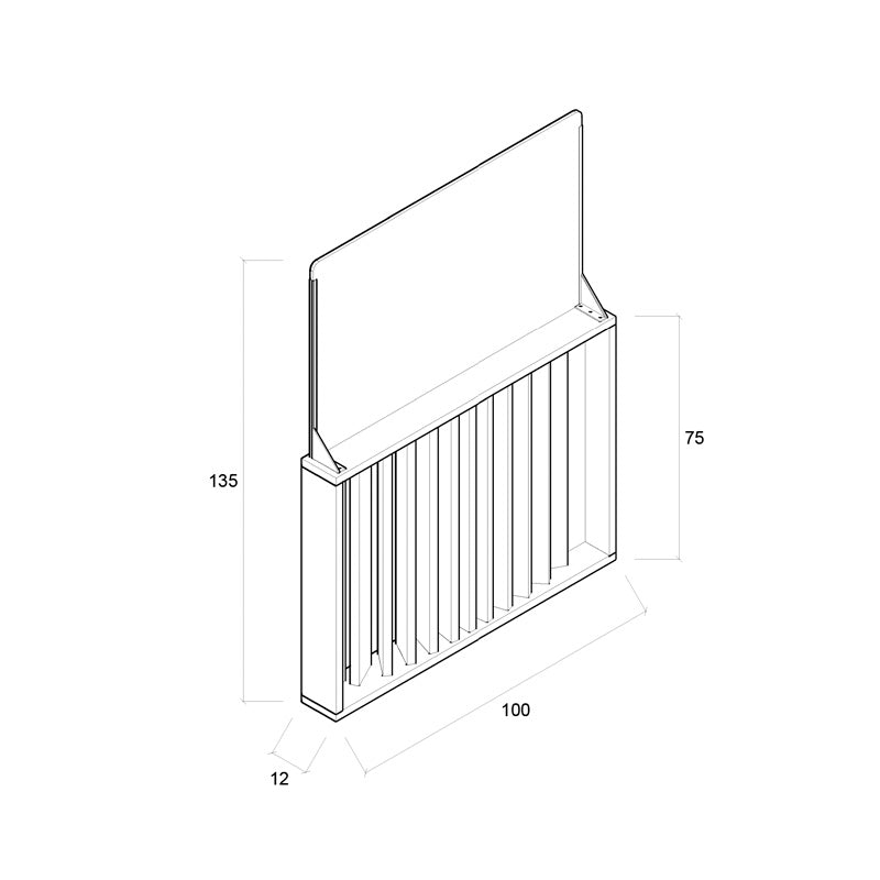Barandilla fija de madera de 100x12x135 cm, ideal para separar espacios en hostelería y colectividades.