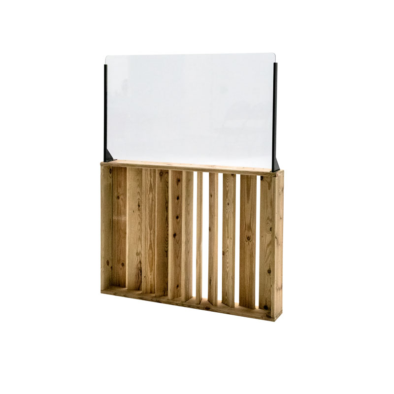 Barandilla fija de madera de 100x12x135 cm, ideal para separar espacios en terrazas y áreas de hostelería.