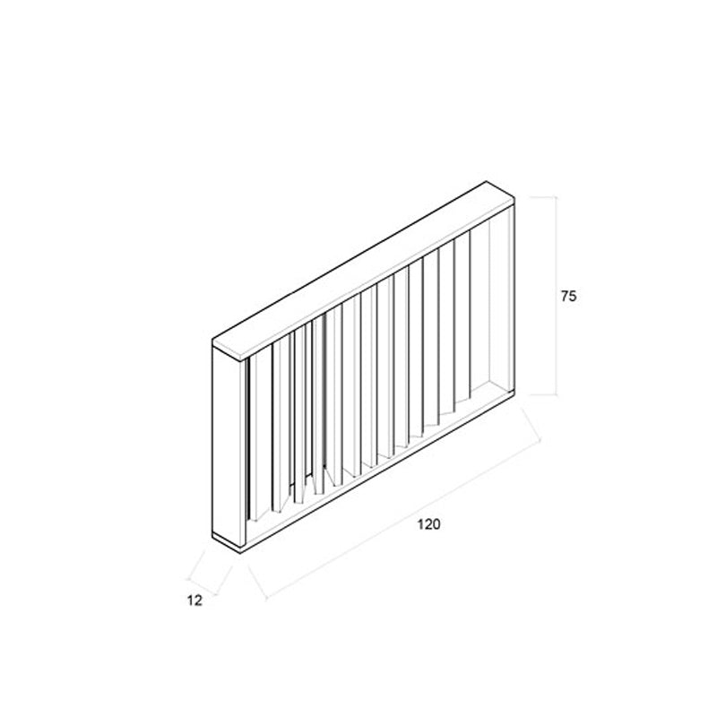 Barandilla fija de madera de 120x12x75 cm, ideal para separar espacios en colectividades y hostelería.