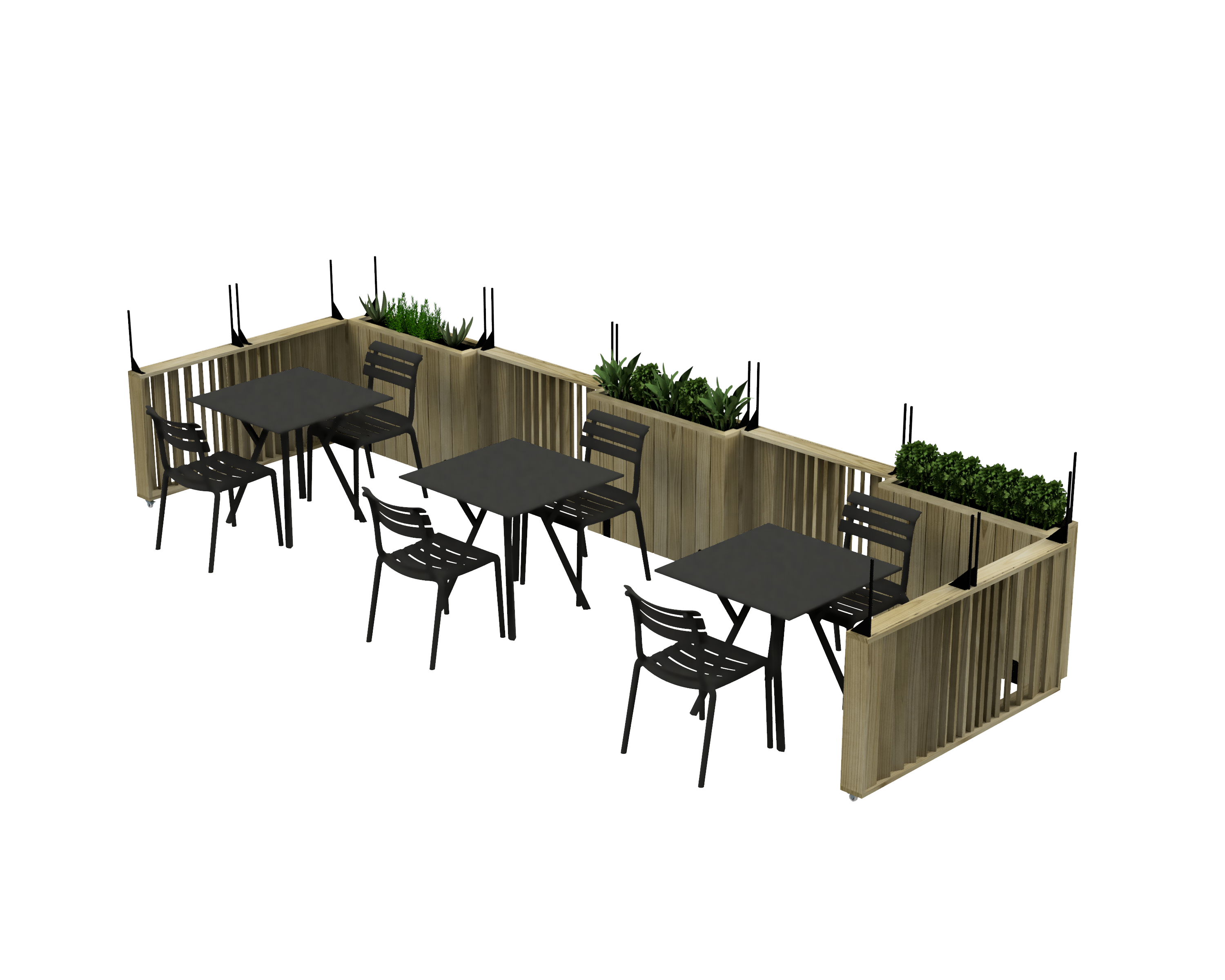 Barandilla fija de madera de 75x12x115 cm, ideal para separar espacios en colectividades y hostelería.