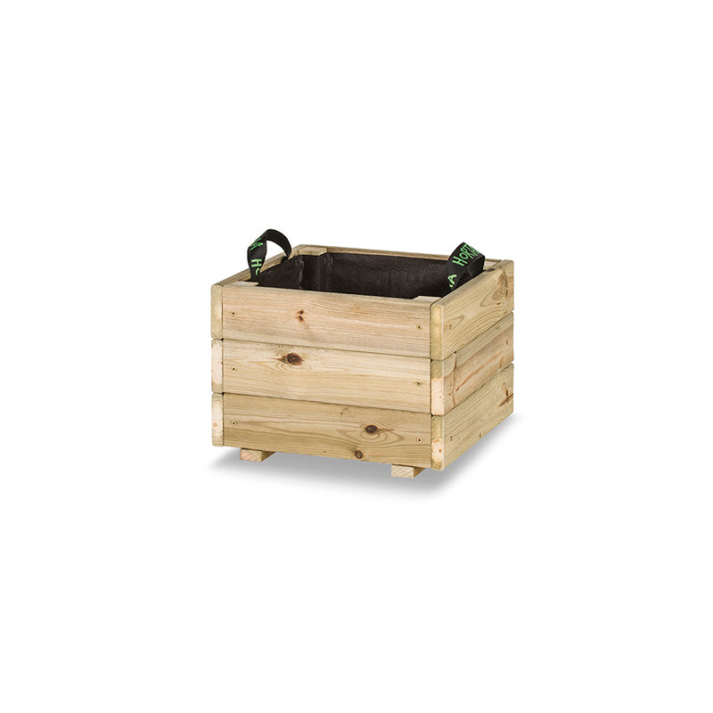 Jardinera cuadrada Pun de 40x40x30 cm, ideal para cultivar plantas y flores en espacios exteriores.