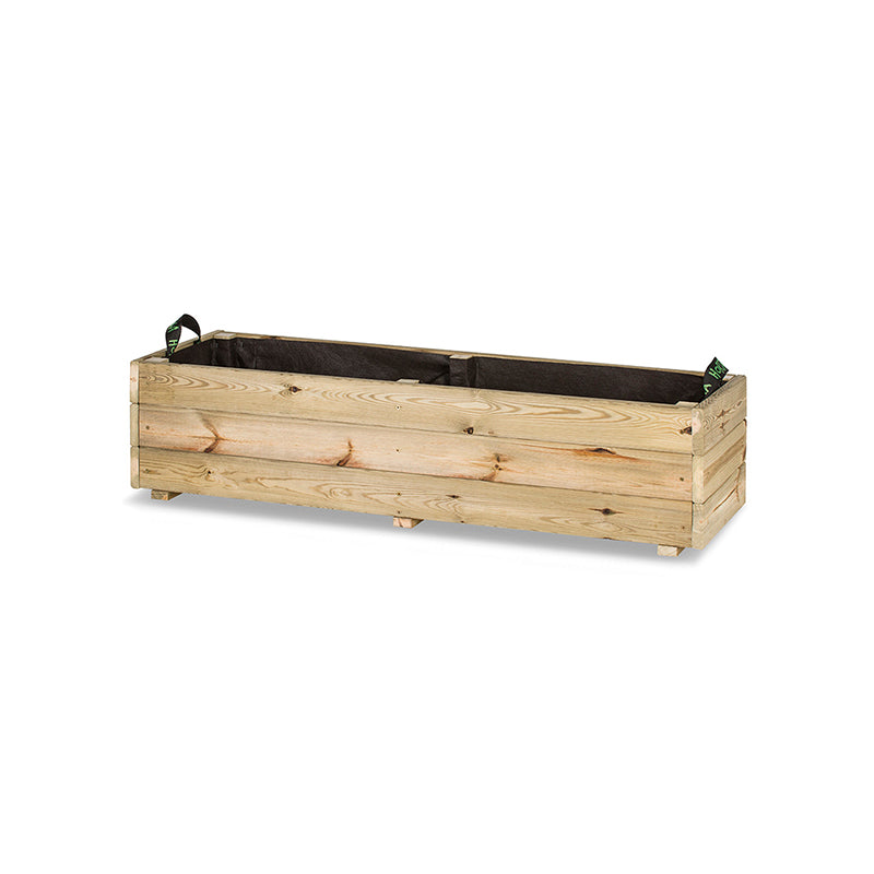 Jardinera rectangular Ghio de 120x40x30 cm, ideal para jardinería y horticultura. Capacidad de 102 litros.