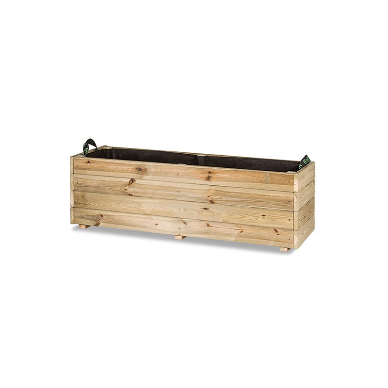 Jardinera rectangular Ghio de 120x40x40 cm, ideal para jardinería y horticultura, con capacidad de 140 litros.