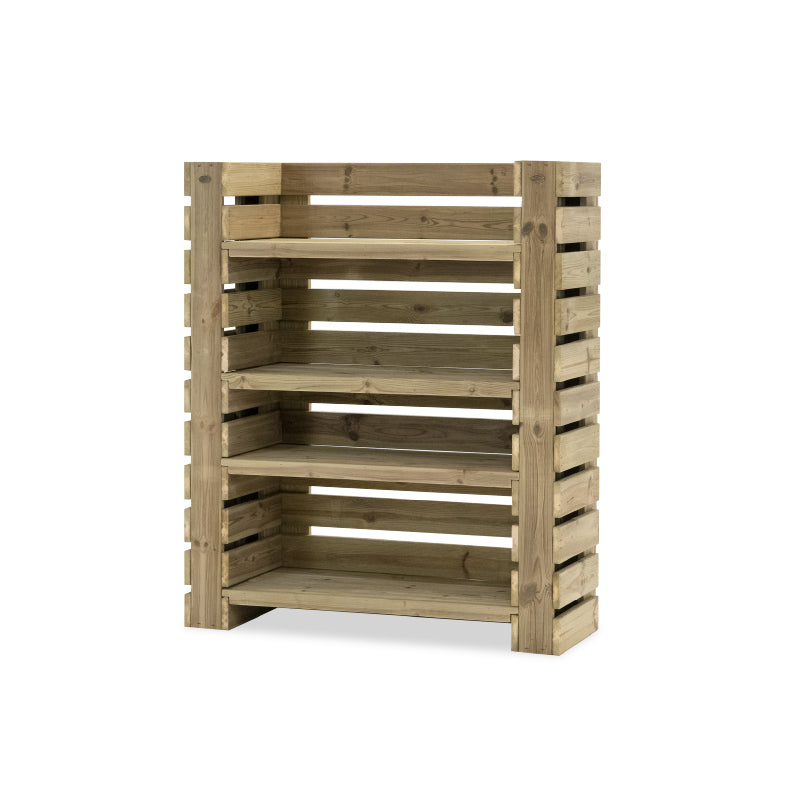 Estantería de madera Augusta, ideal para exhibir y organizar objetos en espacios interiores.