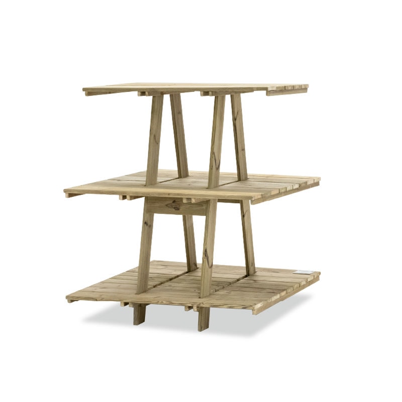 Estantería de madera Grow, diseñada para exhibir y organizar productos de manera eficiente.