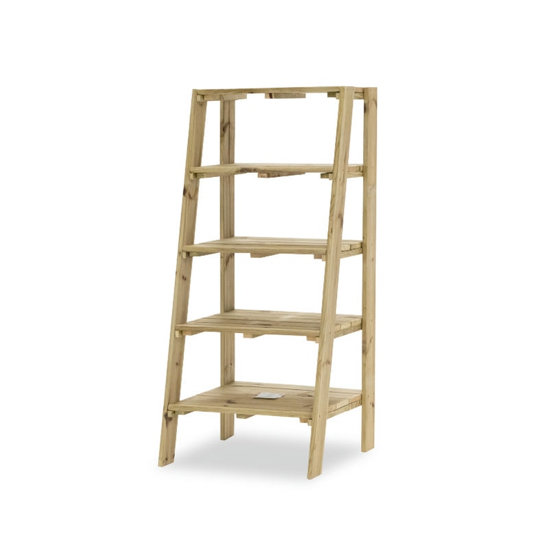 Estantería de madera Marion, ideal para exhibir y organizar objetos en espacios interiores.