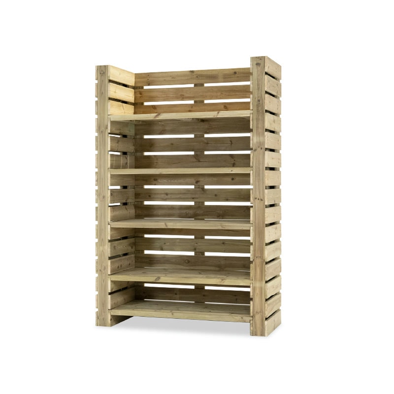 Estantería de madera Maxima, ideal para exhibir y organizar productos en espacios comerciales o domésticos.