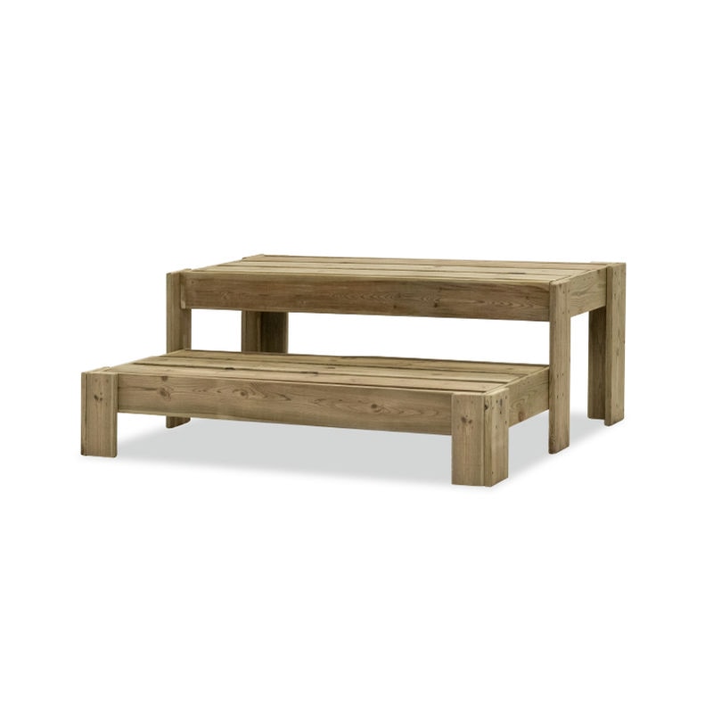 Expositor de madera Podium para presentar productos de manera organizada y atractiva.
