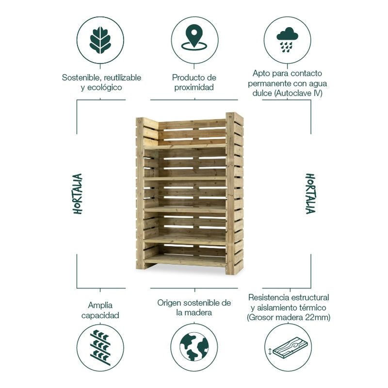 Estantería de madera Maxima, ideal para exhibir y organizar productos en espacios comerciales o domésticos.