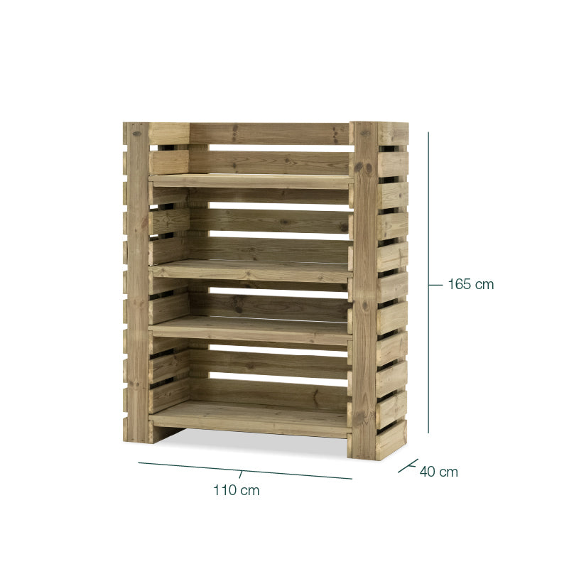 Estantería de madera Augusta, ideal para exhibir y organizar productos en espacios comerciales o domésticos.