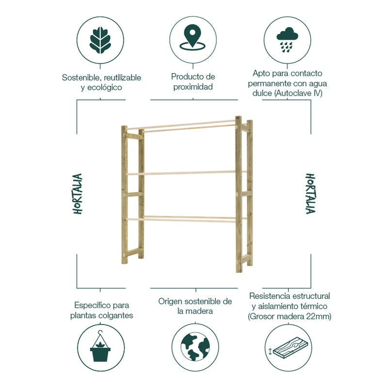 Expositor de plantas Pothus, diseñado para mostrar y organizar plantas de manera eficiente y decorativa.