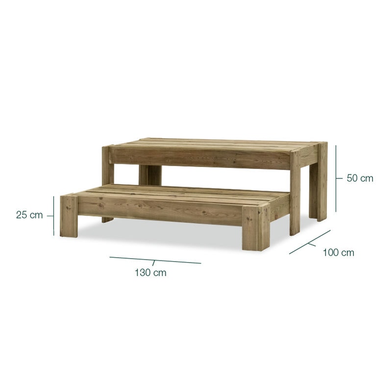 Expositor de madera Podium para presentar productos de manera ordenada y atractiva en espacios comerciales.