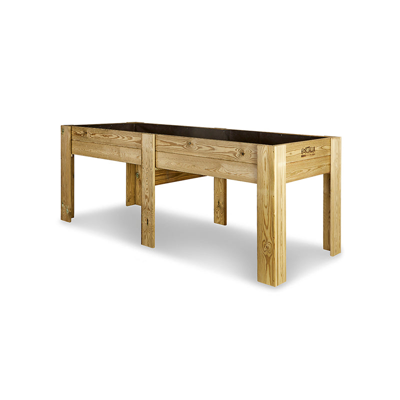 Mesa de cultivo Gardenbrico XXL80, ideal para huertos urbanos, con dimensiones de 200 cm de longitud y 80 cm de altura.