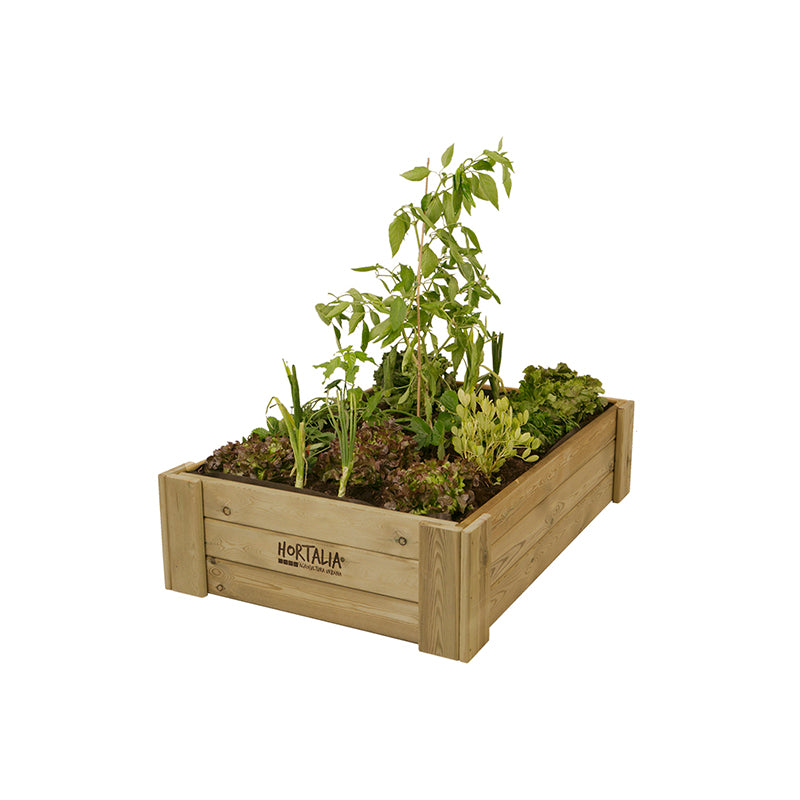 Cajón de cultivo Box L30, dimensiones 120 cm x 80 cm x 30 cm, ideal para huertos urbanos y jardinería.
