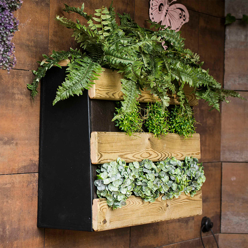 Jardín vertical S, jardinera vertical de 40 cm de longitud y 50 cm de altura, ideal para espacios reducidos.