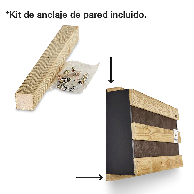 Jardín vertical S, jardinera de madera montada, dimensiones 40 cm x 50 cm x 21 cm, capacidad de 30 litros.