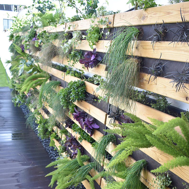 Jardín vertical L, jardinera vertical de 120 cm de longitud, 21 cm de ancho y 50 cm de altura, capacidad de 90 L.