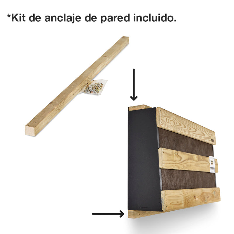 Jardín vertical L de 120 cm, ideal para cultivar plantas en espacios reducidos con diseño montado.