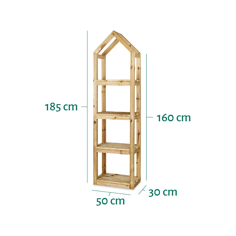 Estantería de madera para exterior Campanile Outdoor L, ideal para jardinería y decoración, dimensiones 185x30x50 cm.