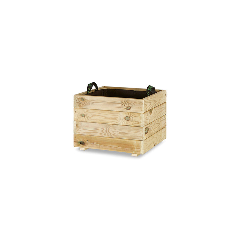 Jardinera cuadrada Pun de 50x50x40 cm, ideal para cultivar plantas y flores en espacios exteriores.