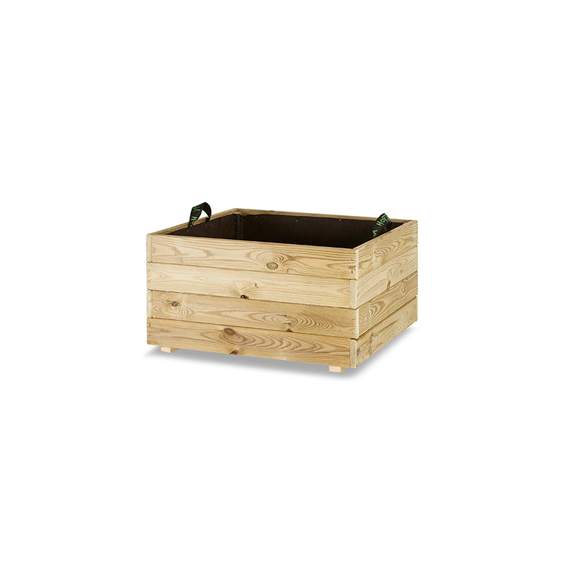 Jardinera cuadrada Pun de 70x70x40 cm, ideal para cultivo de plantas y flores en espacios exteriores.