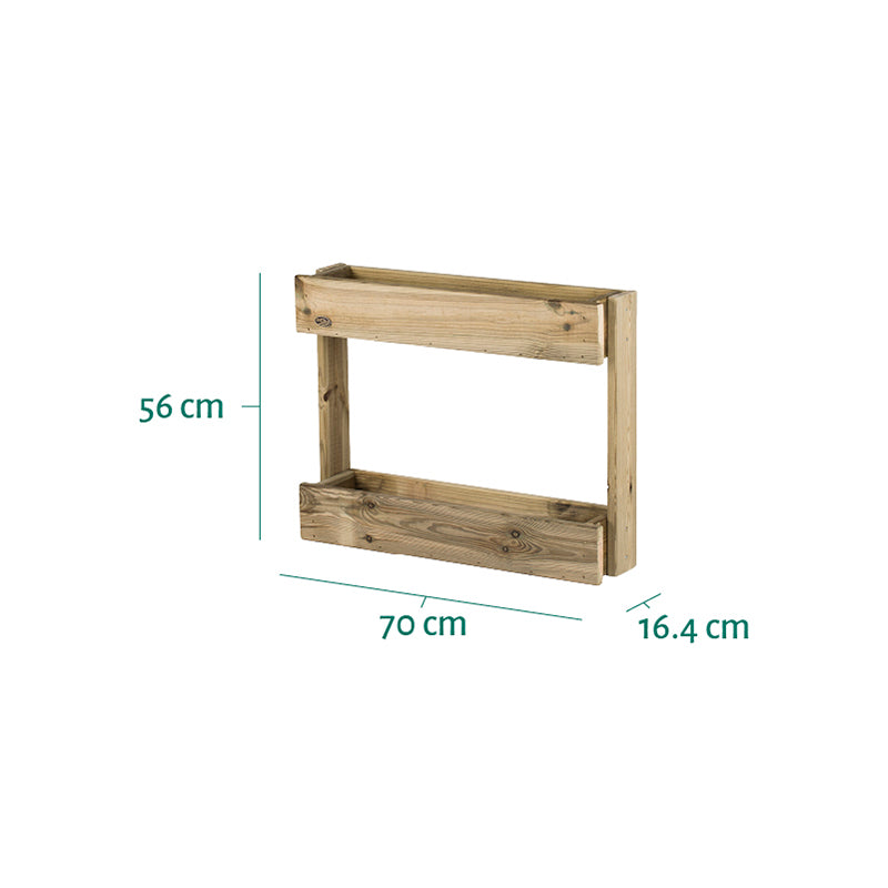 Jardinera vertical Stand Line Wall KD 2B, ideal para cultivo en espacios reducidos, dimensiones 56 cm de altura y 70 cm de
