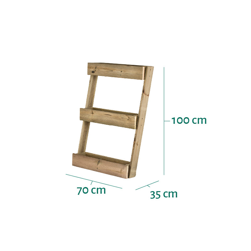 Jardinera vertical Stand Line Floor KD 3B, ideal para cultivar plantas en espacios reducidos, dimensiones 100 cm x 70 cm x
