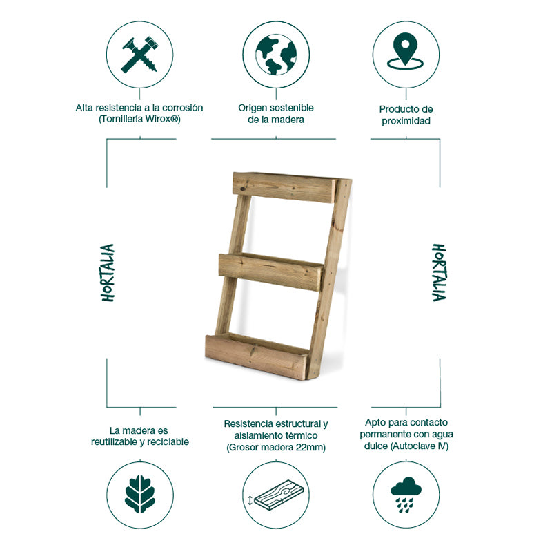 Jardinera vertical Stand Line Floor 3B de 100 cm de altura, diseñada para cultivar plantas en espacios reducidos.