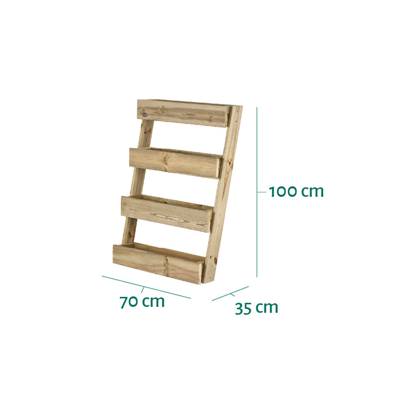 Jardinera vertical Stand Line Floor KD 4B, ideal para cultivo en espacios reducidos, con capacidad de 28 litros.