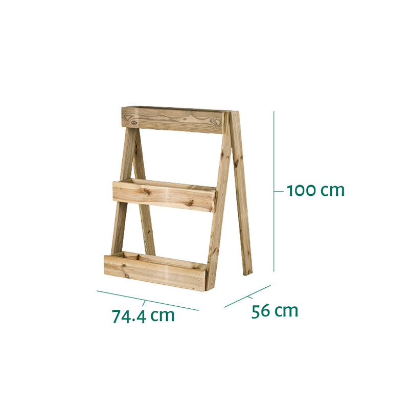 Jardinera vertical Stand Line Island KD 3B, ideal para cultivo en espacios reducidos, con capacidad de 21 litros.