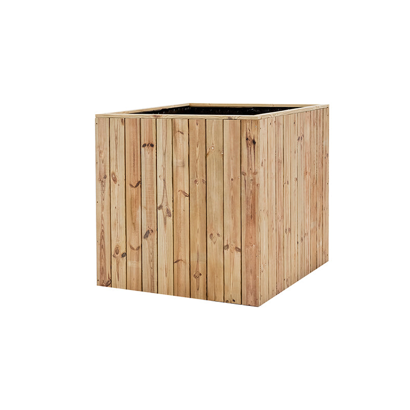 Jardinera de madera cuadrada Atrium de 100 cm, ideal para cultivo de plantas en exteriores.