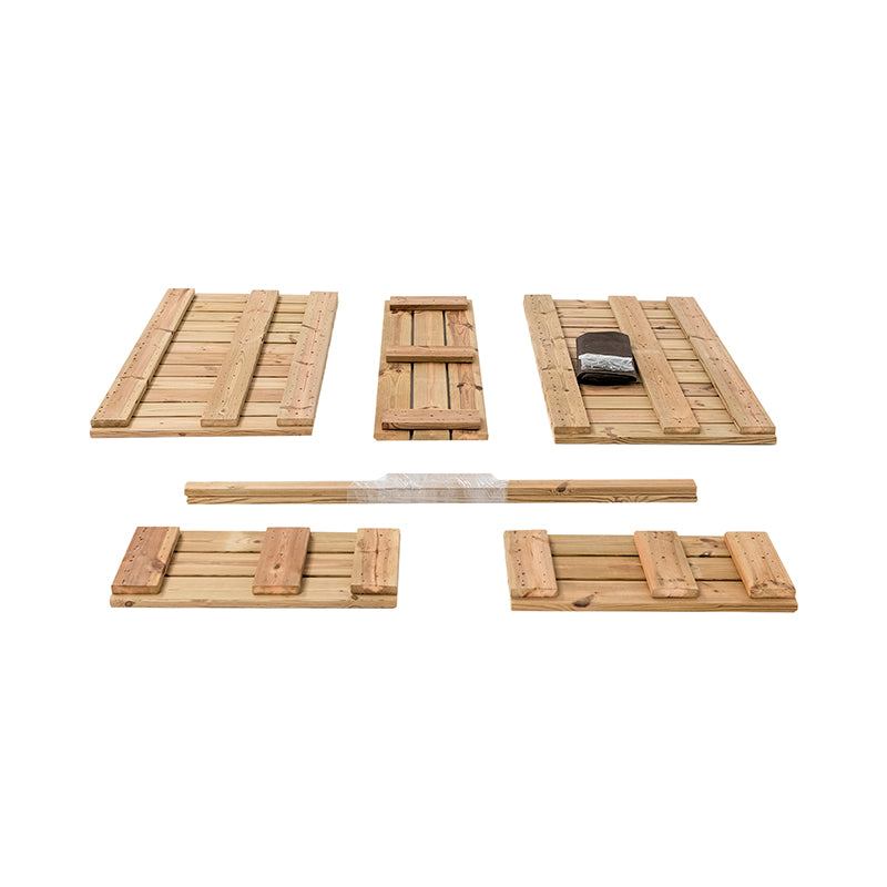 Jardinera de madera Atrium de 120x34x40 cm, ideal para cultivo de plantas y flores en espacios exteriores.
